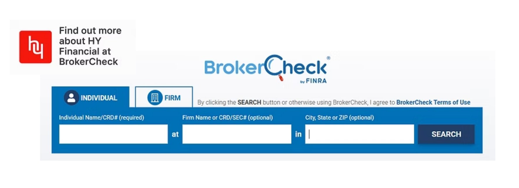 Check the background of HY Financial at FINRA BrokerCheck